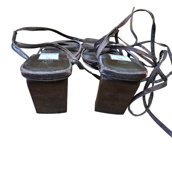 Wild Rose Brown Metallic Strappy Sandals Block Heels Size 6.5 Vintage - Picture 7 of 12